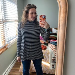 Mossimo Black and White Stripe Turtleneck Top